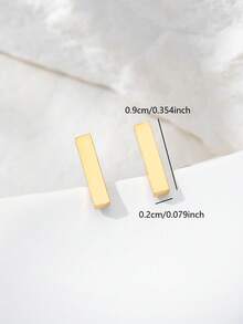 1对女士不锈钢镀18K金极简几何设计耳环，适合日常佩戴 - 多色 - 查看 3