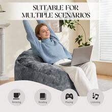 Curved Beanbag With A High Back Offering Full Body Support For Immersive Relaxation In Modern Living Spaces - 灰色 - 查看 4