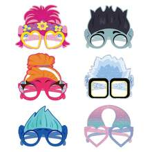 12pcs Cartoon Themed Paper Glasses Masks Photo Props For Birthday Party Decoration - Multicolor - View 6