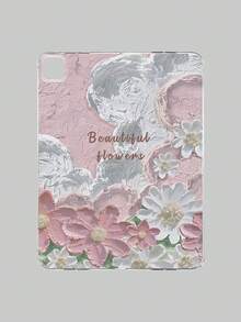 1pc 3D Impasto Oil Painting Floral Visual Effect Transparent Flat Protective Case, Covers, Vintage Soft Pink High-End Atmosphere Full-Body Anti-Fall Protective Case, Ins Art Style Slim Fit, Compatible With IPad Case, Compatible With IPad A16 Case, Fast Delivery, Suitable For Mother's Day, Valentine's Day, Girlfriend's Day, Birthday, Spring Season, Back To School Gifts, Daily Use - Clear - View 45