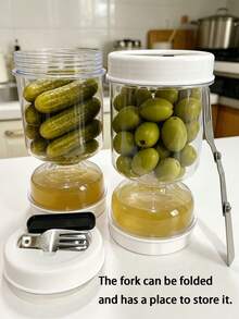 1pc Pickle Jar, Fermentation Container With Strainer And Flip Lid - Leak-Proof Seal For Pickling Cucumbers, Olives, Onions, Carrots - Reusable Kitchen Storage And Meal Prep, Food Container, Stylish Kitchenware - View 7