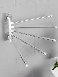 1pc Rotating Bathroom Towel Rack, Drill-Free Stainless Steel Sink Rotating Wall-Mounted Towel Holder, Kitchen Dishcloth Towel Rack - Multicolor - View 4