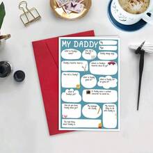 1pc "My Dad" Questionnaire Card With Envelope, High-Quality Matte Paper, Hand-Drawn Design (Candle, Car Etc.), Ideal Interactive Commemorative Card For Father's Day/Birthday - Brown Envelope - View 5