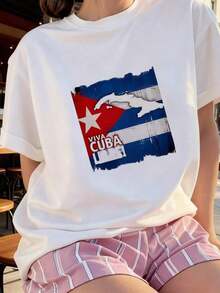 Camiseta con Bandera para el Mes de la Herencia Hispana Cubana --4 camisetas de mujer - Blanco 5 - Ver 3