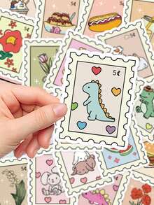 50 miếng dán hoạt hình tối giản dễ thương - Hình dán sáng tạo cho máy tính xách tay, điện thoại, hành lý và sổ tay (Vật dụng không thể thiếu cho mùa tựu trường) - Nhiều màu - Xem 3