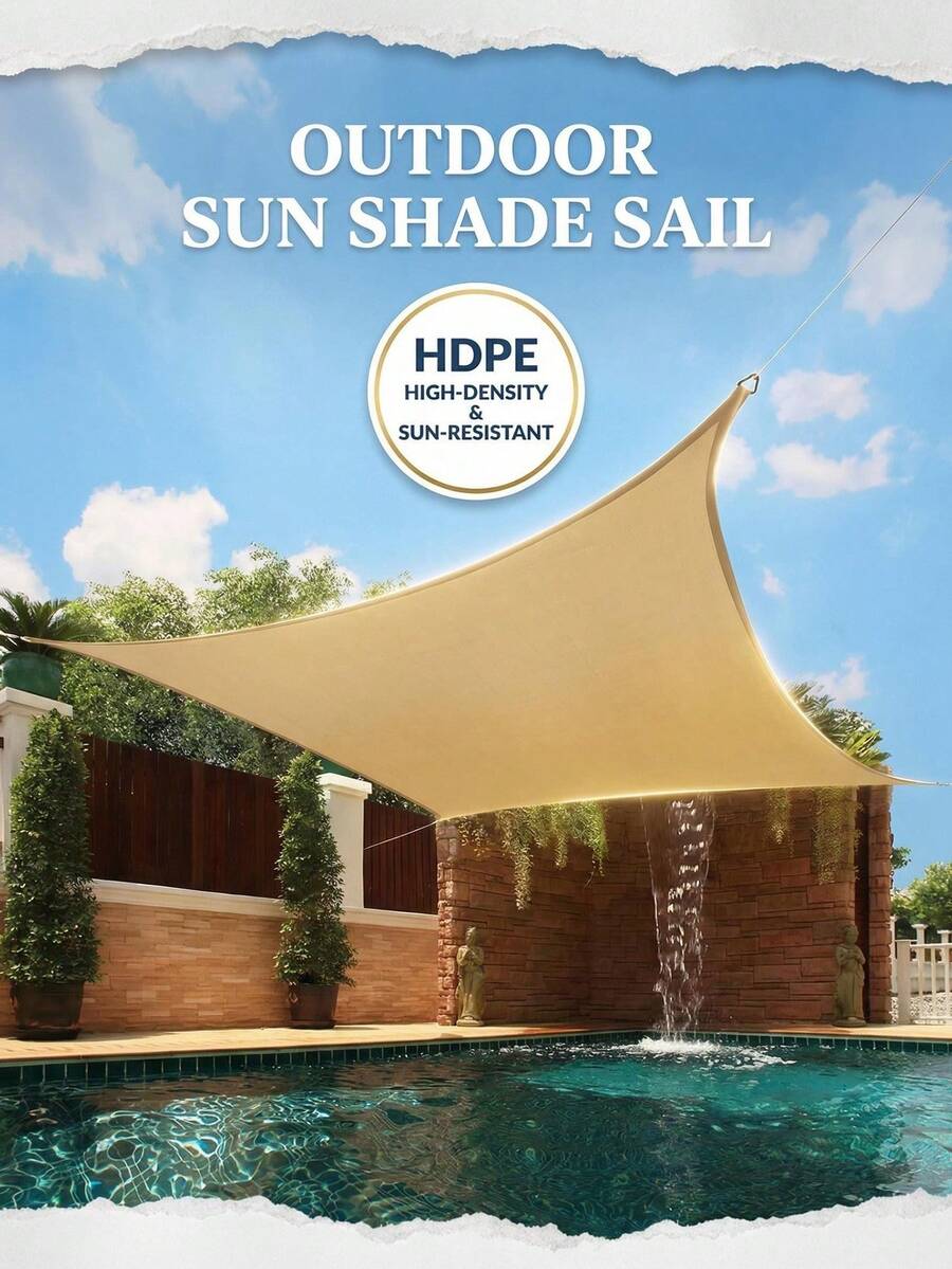 1pc Beige Shade Net, Garden Shade Cloth Beige Shade Net Plant Shade Cover Shade Bench Shade Sail Shade Gazebo Outdoor Swimming Pool Shade Canopy, Available In Multiple Sizes, Made Of UV-Resistant High-Density Polyethylene Material, Suitable For Outdoor, Garden, Balcony, Plants, Camping, Car, Shade Canopy, Etc. - Multiple Styles - View 1