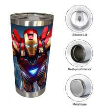 1pcs M Arvel Comic Superhero Ir On Man Classic Flight Armor Stainless Steel Tumbler With Lid, Insulated Travel Mug Hot Cold Retention Water Bottle For Outdoor Picnic Backyard Party Grass Beach Camping Summer Holiday Road Trip Kitchen Dining Table Beverage Cup - Nhiều màu - Xem 10