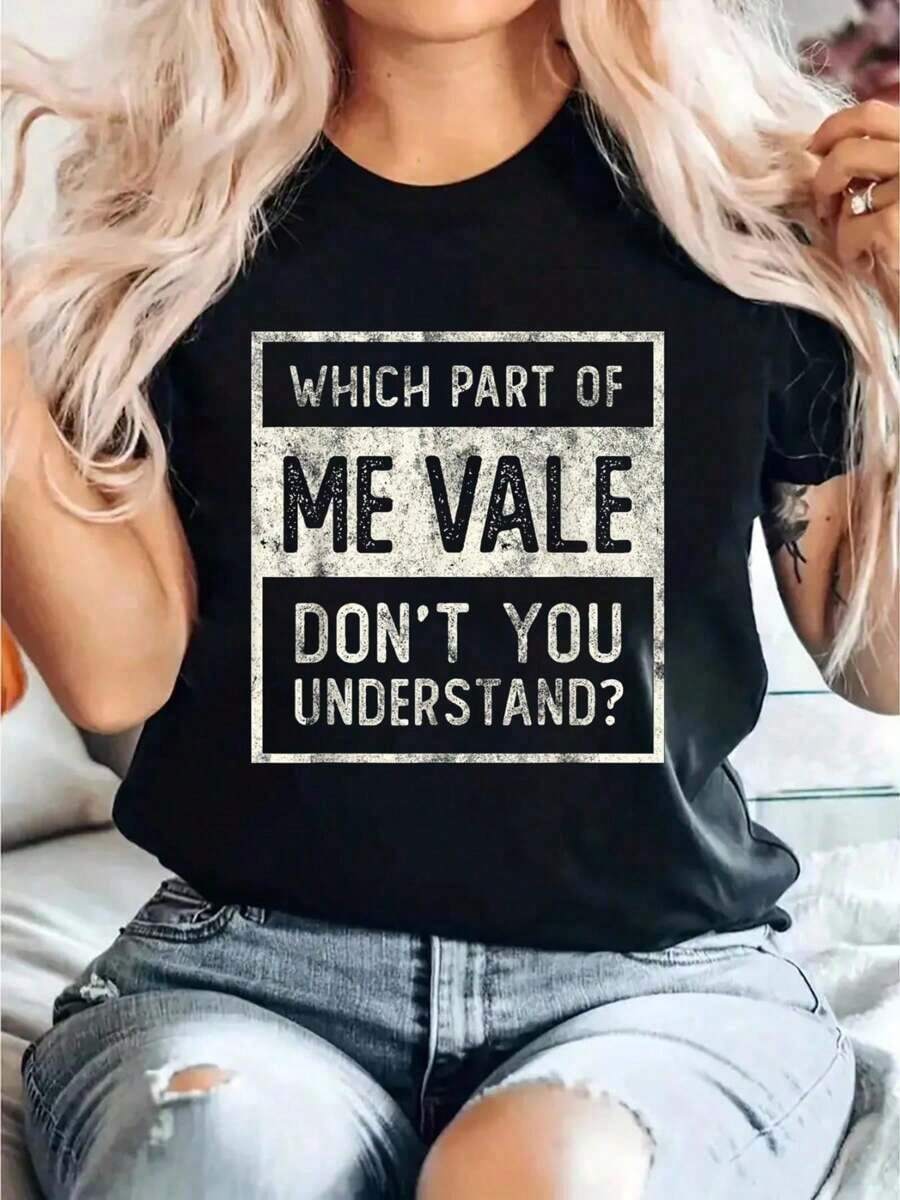 Women's Short-Sleeved T-Shirts, 100% Cotton, Round Neck, "No Me Importa Español" Print T-Shirt, Spanish Humor T-Shirt, Casual Short-Sleeved T-Shirt For Summer. - 黑色 - 查看 1