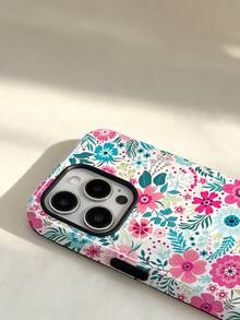 Flower 1pc Refreshing & Sweet Romantic Spring Floral Pattern Glossy 2-In-1 Phirim Hard Phone Case, Compatible With Samsung/ 11/12/13/14/15/16/17 Pro Max - Multicolor - View 4