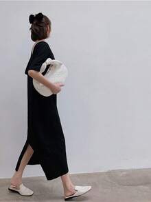 Women Midi Dresses - Black - View 1