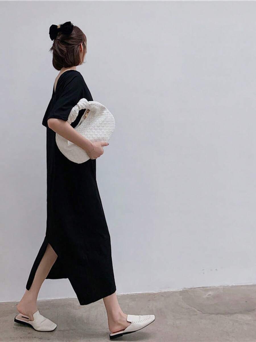 Women Midi Dresses - Black - View 1