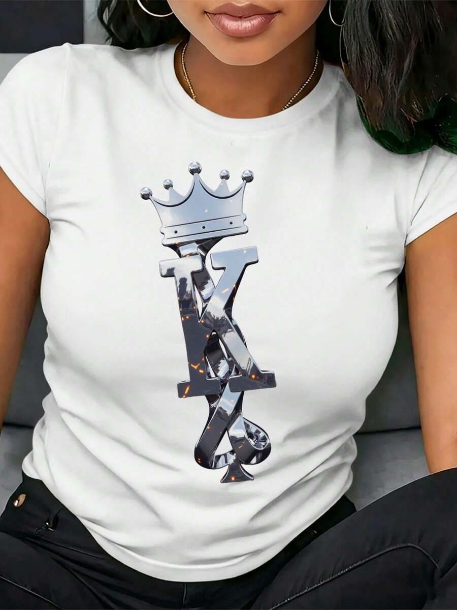 Women's Casual Blouse, Simple Style For Everyday Wear. Pure Cotton Women's T-Shirt, Suitable For Sports And Fitness, Parties And Fashion. Comfortable, Soft, Simple For Everyday Wear, Short Sleeve. - 白色 - 查看 1