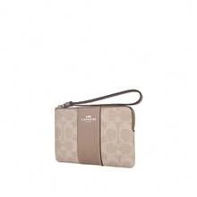 Coach Brand Logo Women Clutch Wallet - Sandy Yellow With Grayish Brown CW854SVPWH - View 3