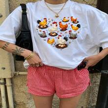 Cute Daily Casual Graphic T-Shirt 100% Cotton Oversized Soft Breathable Casual Crewneck Short Sleeve Top Aesthetic Daily Fashion Lovers Casual Wearers  Basic Vintage Minimalist Style Gift Givers - 白色 - 查看 1
