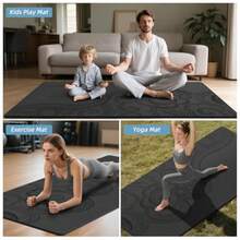 Tapete de yoga grande de 193 x 102 x 1 cm antideslizante ancho y grueso versátil para estiramientos estudio de yoga gimnasio entrenamientos en casa y en exteriores - negro - Ver 8