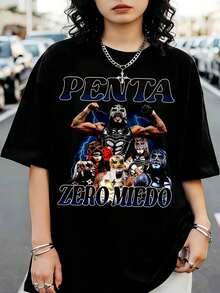 Penta Zero Miedo Lucha Libre Wrestler Streetwear T-Shirt With Collage Print - Black - View 6