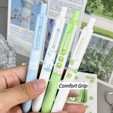 4 cây bút bi ngòi rút hình sao & cỏ bốn lá, ngòi 0.5mm, mực đen, trang trí cỏ bốn lá, văn phòng phẩm, quà tặng tựu trường, bút viết nhật ký - Bút hình cỏ bốn lá - Xem 8