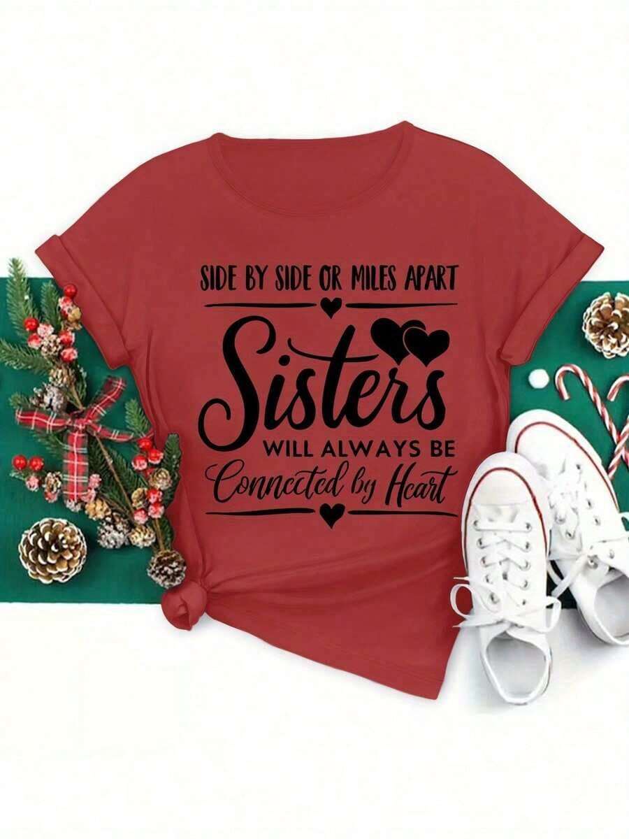 Printed T-Shirts Are Modern And Beautiful Women's Clothing. The "The Sisters" Design Is Loose-Fitting And Suitable For Sports And Parties. They Are Cute, Elegant, And Make A Stylish Gift. They Are Soft, Machine Washable, And Stretchy. These Casual Loungewear T-Shirts Have A Crew Neck And Short Sleeves And Are Made Of 100% Cotton. - 紅色的 - 查看 1