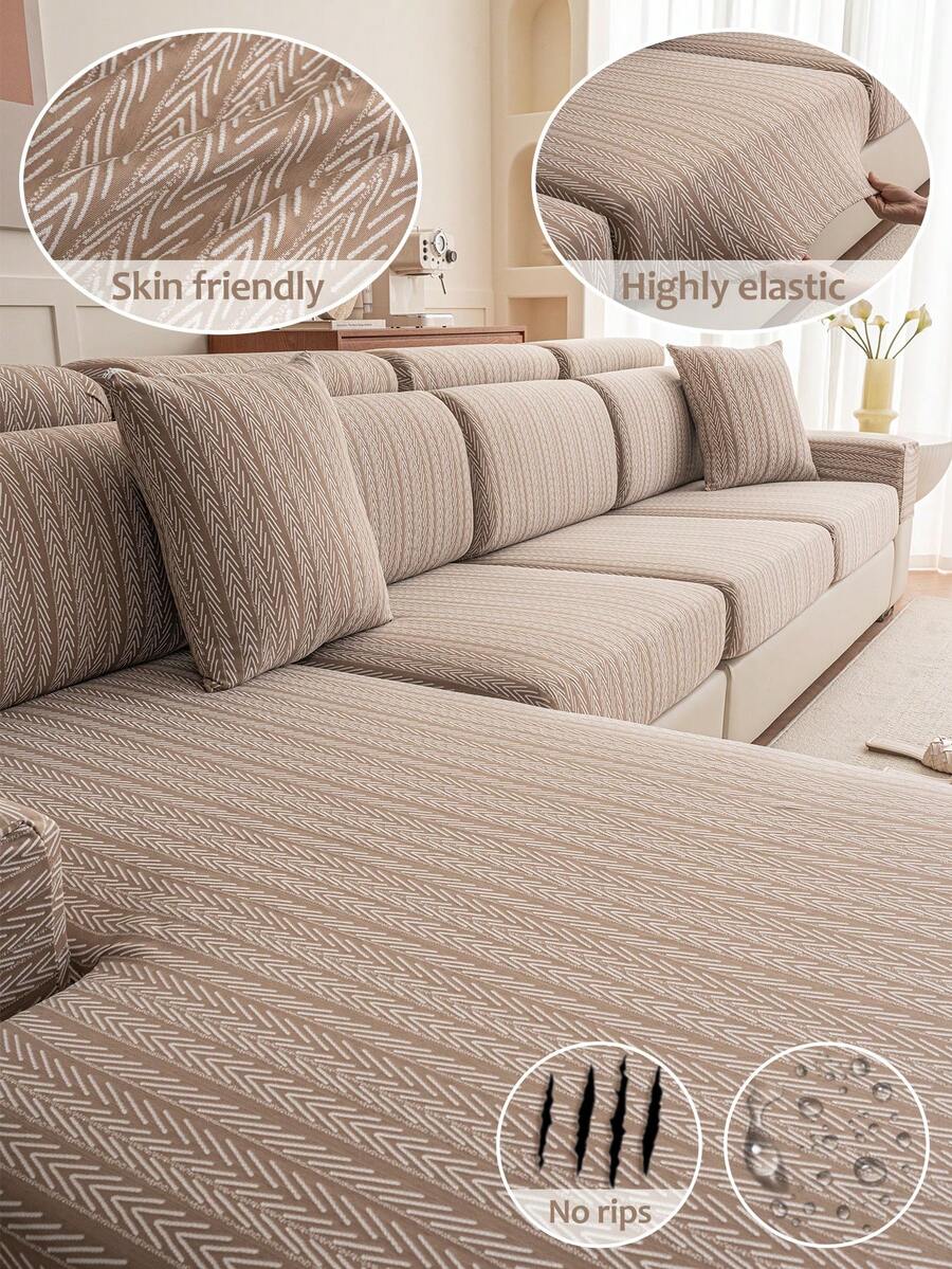 1 chiếc vỏ đệm sofa chống thấm nước và chống nước tiểu, dùng được cả bốn mùa, kiểu dáng đơn giản và hiện đại, co giãn, thân thiện với thú cưng và chống bẩn, kiểu mũ tắm có thể tháo rời, phù hợp với sofa chữ L và sofa 1/2/3/4 chỗ ngồi (Bán lẻ từng chiếc) - màu cà phê - Xem 1