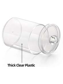 Hộp đựng tăm bông 1/2/3/4 chiếc có nắp nhựa, lọ thủy tinh trong suốt 10oz, hộp đựng đồ dùng phòng tắm, hộp đựng bông tẩy trang, tăm bông, tăm xỉa răng. - Trong sáng - Xem 3
