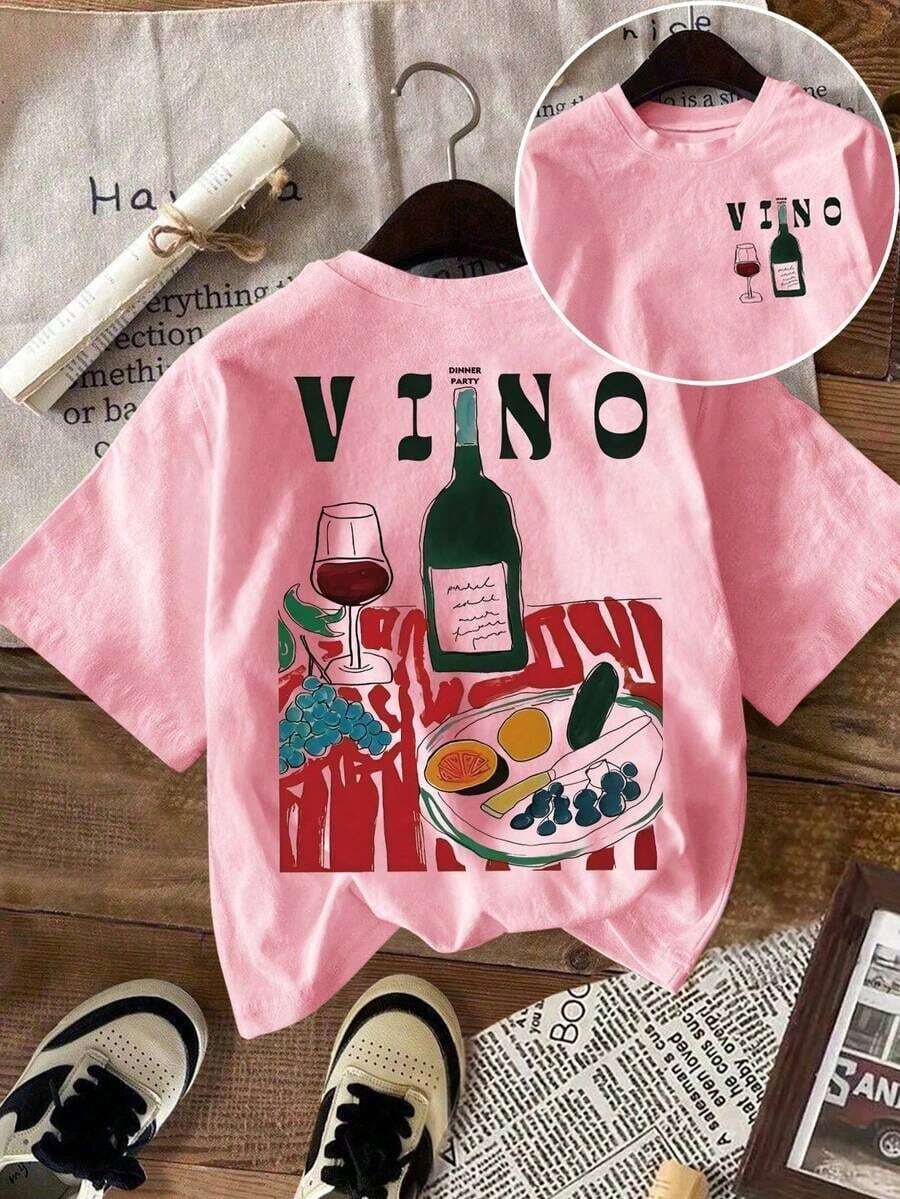 Women's Plus Size Short Sleeve T-Shirt With Round Neck, Loose Fit, Casual - 粉色 - 查看 1