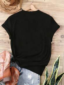 Nouveaux modèles d'été, T-shirt en coton pour femme, style Y2K, avec calligraphie japonaise Bushido, style streetwear minimaliste inspiré des samouraïs, T-shirt décontracté, doux, respirant et polyvalent pour femme - Noir - Voir 4