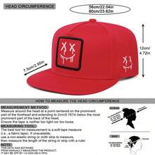 Mũ lưỡi trai kiểu graffiti họa tiết giọt chảy, thêu hình mặt cười, vành bằng, kiểu snapback, phong cách đường phố thường ngày, có thể điều chỉnh, chất liệu hip hop. - A - Xem 3