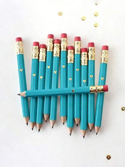 1/5/10/20/50/100pcs Blue Mini HB Hexagonal Pencils With Erasers, 4 Inches/10cm Long, Suitable For School, Office, Gifts, Weddings, Back To School, Small Parties, Bridal Showers, Etc.