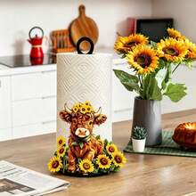 Metal Paper Towel Holder Countertop Rotation Freestanding Highland Cow Kitchen Paper Holder Stand - 黃色 - 查看 5