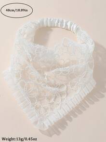 1件女款原創花卉刺繡荷葉邊頭巾，適合日常穿著與度假夏季髮飾海灘髮帶女用頭巾 - 白色 - 查看 5