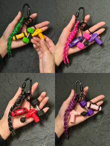Series Creative Design Colorblock Sweet & Cool Sporty Style Bag Charm, Summer Fashion Savior Keychain, Backpack Pendant, Jewelry Keychain - Multicolor - View 5