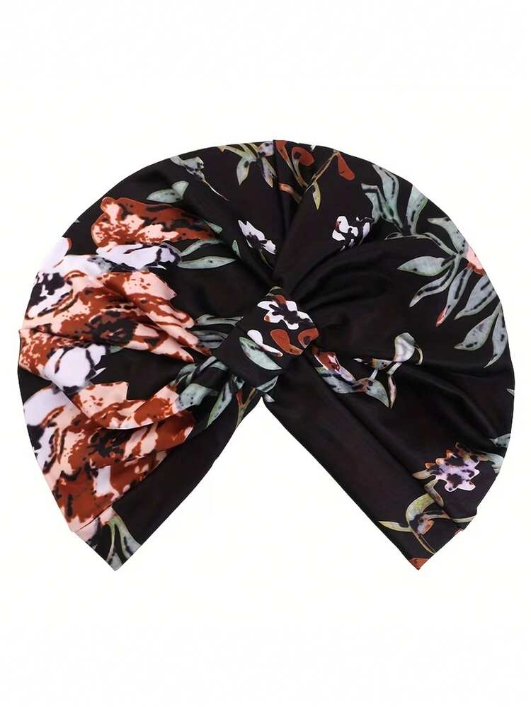 Floral Print Headscarf, Square Knotted Headwrap, Hair Care Turban - Knotted Headscarf Hat - View 4