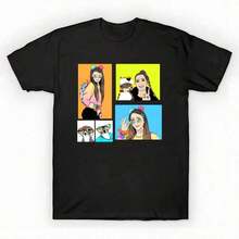 Camiseta estampada de algodón 100% de corte holgado, unisex, negra sólida, informal, con diseño gráfico, esencial para el verano, tallas S-3XL, Jenna Marbles Stickers - Jenna Marbles -- Transpirable y cómoda - Negro - Ver 6