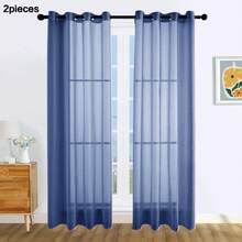 1 Stück und 2 Stück transparente Vorhänge/Ösen-Vorhänge/Mehrere Farben verfügbar/Halbtransparente Vorhänge/Lichtfilternde luftige transparente Vorhänge/Universelle dünne transparente Vorhänge für das ganze Haus, atmosphärische Fensterdekoration transparente Vorhänge, geeignet für Wohnzimmer/Schlafzimmer Vorhänge/Dekorative Vorhänge, - marineblau - Übersicht 23
