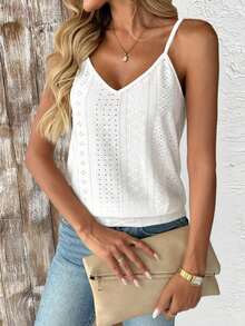Camiseta de mujer con estampado floral, textura y diseño calado - Blanco - Ver 5