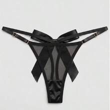 Panties With Bow, One Size Fits All. - 黑色 - 查看 1