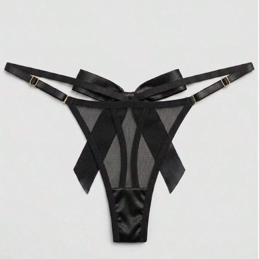 Panties With Bow, One Size Fits All. - 黑色 - 查看 1