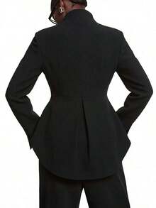 2026 Nueva Moda Minimalista Primavera/Verano Elegante Blazer Ajustado de Cintura Caqui para Mujer, Camisa de Negocios para Damas, Adecuado para el Trabajo, Se Puede Usar como Blazer, Blusa, Uniforme de Trabajo/Casual de Negocios/Atuendo de Oficina - Negro - Ver 2