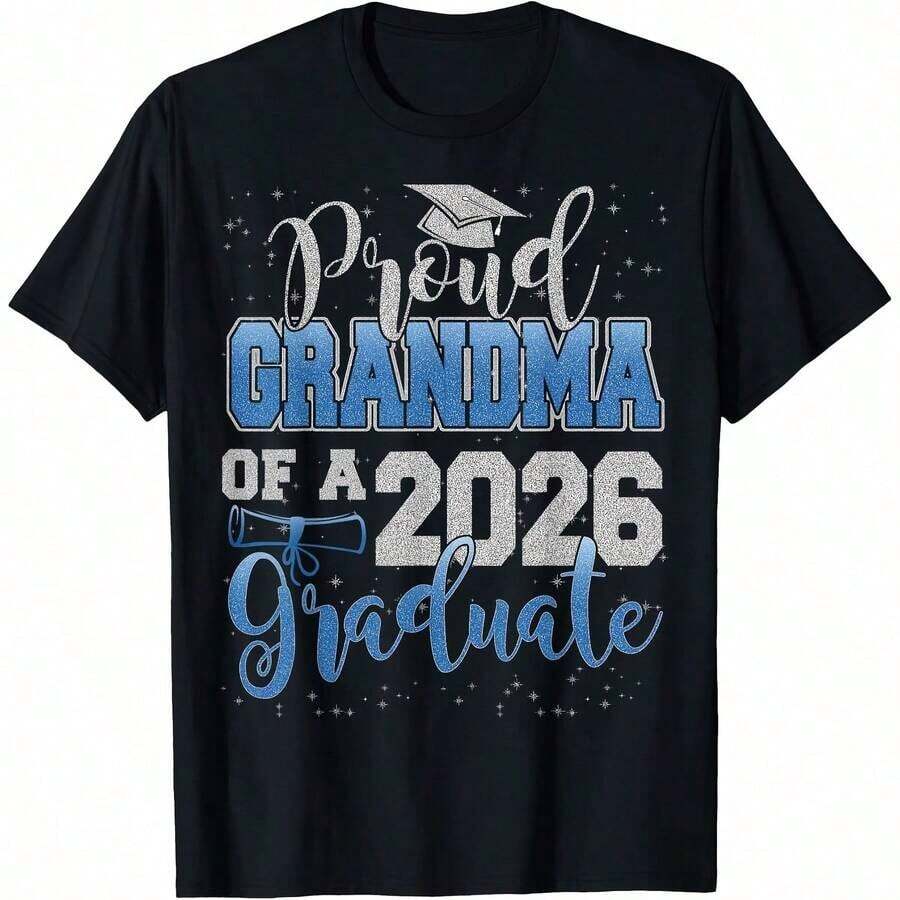 Camisetas Premium Casuales Unisex Lindas, Camiseta Familiar de Graduación "Super Orgullosa Tía de Graduado 2026", Ropa Cómoda para el Hogar, Moda Diaria, Camiseta para Fiestas, Estilo Unisex, Camiseta de Regalo, Tallas S - XXXXL, Negra - Negro 22 - Ver 1
