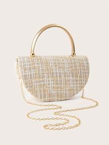 Elegant Patent Leather Women's Handbag, Minimalist Clutch Bag With Chain, Lightweight Luxury Handbag For Parties/Evenings, Perfect Birthday Gift For A Girlfriend, Suitable For Parties - 駝色 - 查看 5
