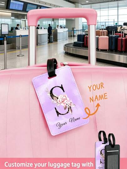 1 Thẻ hành lý cá nhân hóa theo yêu cầu, tải ảnh của riêng bạn lên và kết hợp với 26 chữ cái, tên và chữ cái đầu tùy chỉnh, thẻ nhận dạng du lịch nhẹ cho vali, ba lô, túi xách - Ý tưởng quà tặng Ngày Valentine, Sinh nhật (Tím, Hồng)