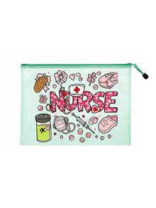 1 chiếc túi đi biển thời trang chống thấm nước chủ đề y tá với chữ "NURSE" và hình in y tế dễ thương, bán chạy nhất trong dòng túi đựng mỹ phẩm PVC, túi đựng mỹ phẩm trong suốt dung tích lớn với khóa kéo nylon - nhẹ, túi lưới chống thấm nước có khóa kéo. - Nhiều màu - Xem 15