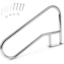 Pool Handrail, 2PCS Stainless Steel Swimming Pool Railings For Inground Pools W/Base Pe, Easy Mount Safety Hand Rail(2 Packs-46''x31'' (LxH)) - 1 Pack-50''x30'' (LxH) - View 12