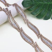 1 Yard Glass Diamond Minimalist Hot Melt Glue Decorative Trim, Willow Wave Design, Suitable For Hair Accessories, Clothing, Bags, Shoes Decoration, Craft Art Supplies - Willow Leaves - View 6