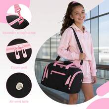 Small Travel Bag For Kids, Travel Bags For Girls And Boys With Shoe Compartment, Children's Travel Bag, School Travel Bags - 黑色和藍色 23005 - 查看 2