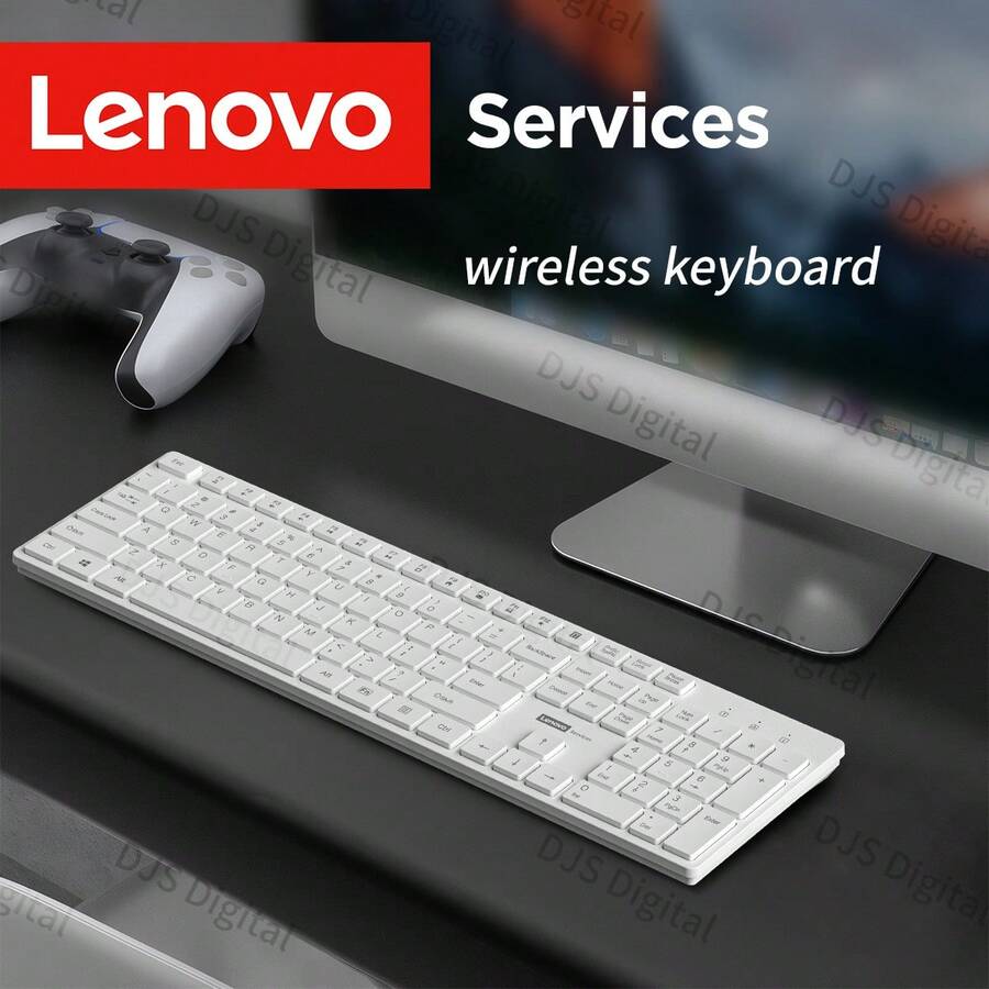 Lenovo 联想 K280 无线 2.4G 键盘，104 键全尺寸超薄键盘，带数字小键盘，即插即用办公键盘，适用于电脑 - 查看 1