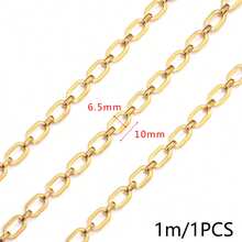 1m 304 Stainless Steel 18K Gold Plated Paperclip Chain, Rectangular O Link Chain, Waterproof DIY Handmade Bracelet Necklace - Chain - View 12