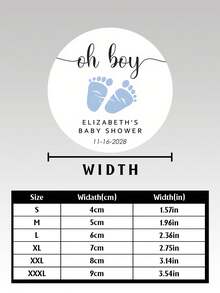 可客製化圓形嬰兒洗禮貼紙（5/10/20入）－可個性化姓名與日期－附「Oh, Boy」與嬰兒足跡設計，適合派對小禮品、育兒室裝飾、禮品袋封口及多種用途 - 多色02 - 查看 3