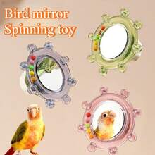 Creative Spiral Latch Hanging Cage Rotating Toy, Parrot Bird Toy With Sound, Mirror, Chewing, Entertaining & Intellectual Stimulation, Rotating Wheel For Tiger Parrot - Multicolor - View 1