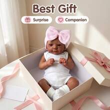 18 Inch Lifelike Vinyl Handmade Open Eyes Reborn Doll, Cloth Body Realistic Doll, Handpainted Hair, Companion Collectible Toy, Birthday Christmas Gift - As Shown - View 6
